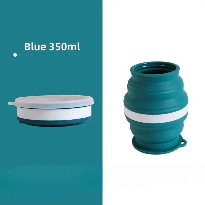 Portable Silicone Foldable Cup Lanyard Heat With Cups Lid Collapsible Resistant Folding Storage Travel Mug For Hot Water