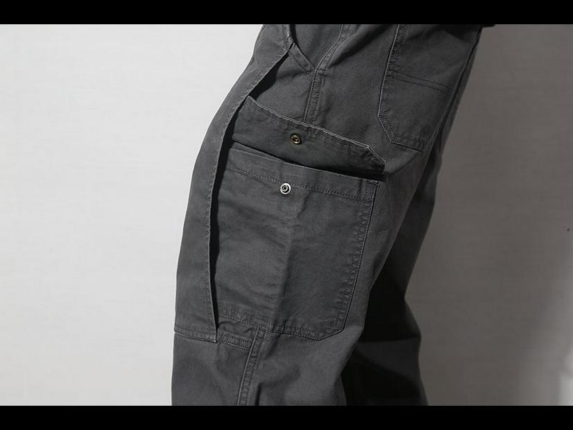 Men's Retro Japanese Multi-Pocket Loose Tapered Overalls for Spring and Autumn