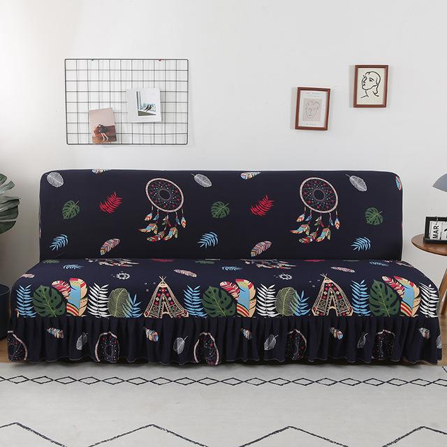 Moderne Blumenserie Sofabezug mit Rockkante für Klappsofabezug ohne Armlehne All-inclusive Elastischer Überwurfschutz