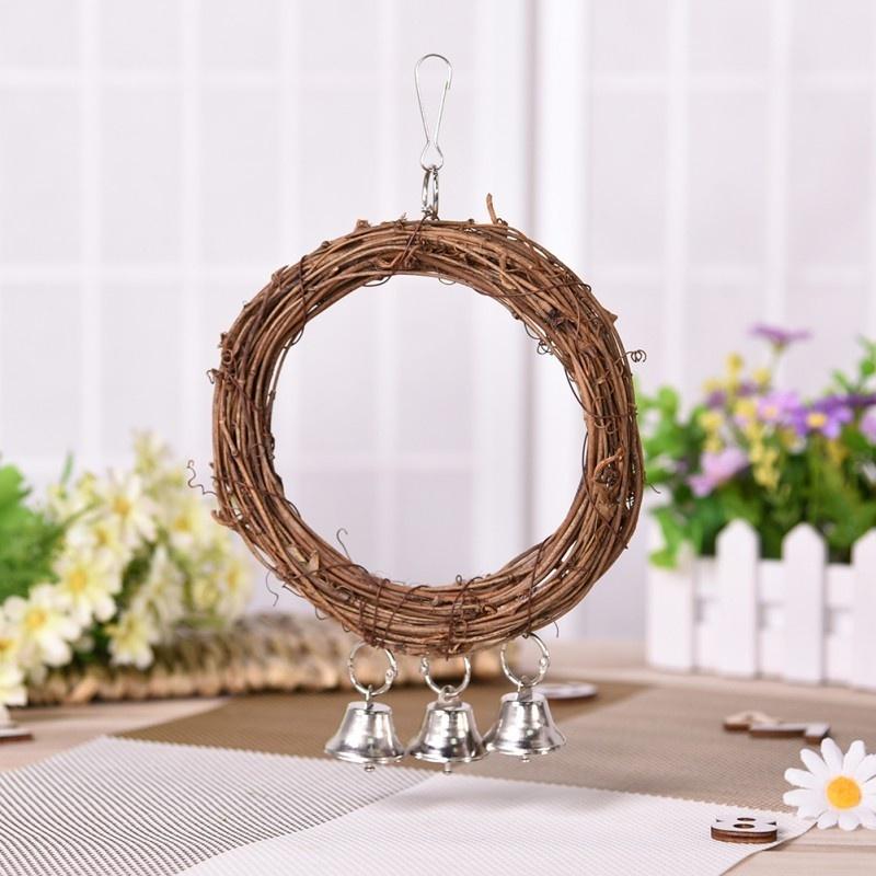 Bird Parrot Hanging Swing Rings Balls With Bells Chew Toy For Birds Standing Pet Toy Supplies