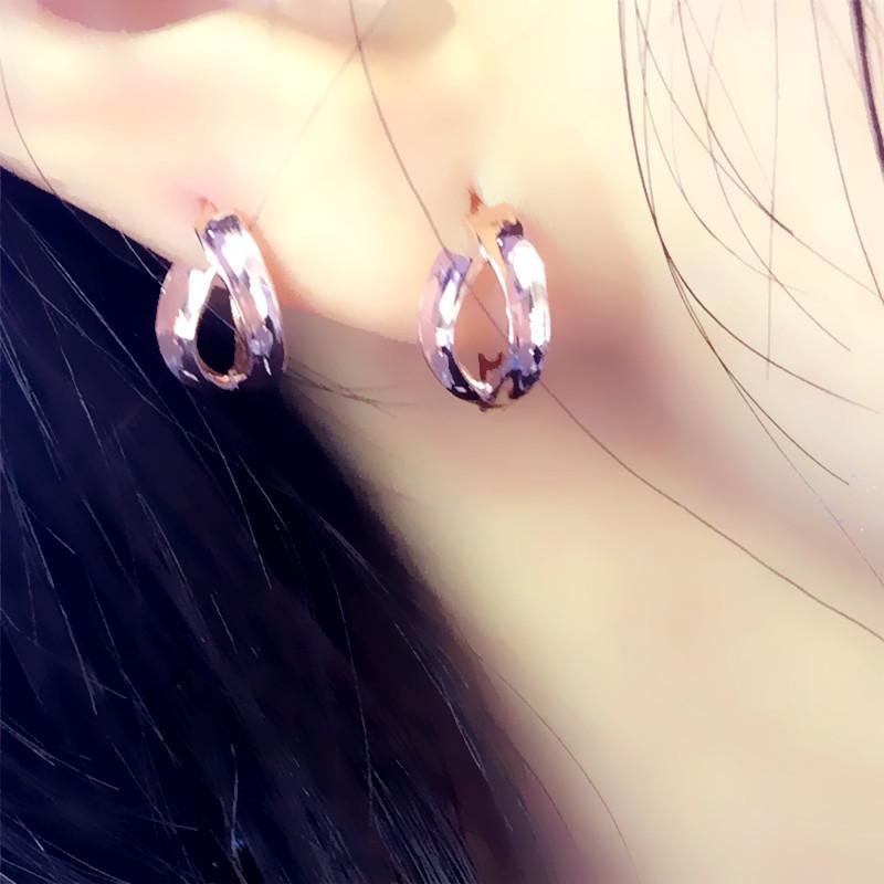 Rose Gold-Plated Color Gold Shiny Earrings Women'S Light Luxury Temperament Purple Gold Fashion Ear Buckles