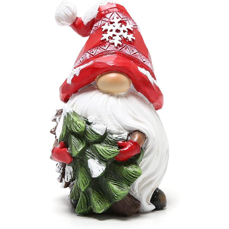 Hodao Christmas Resin Gnomes Handmade Christmas Resin Gnomes Holiday Present, Winter Table Christmas Tree Decorations Indoor and Display On Mantel or