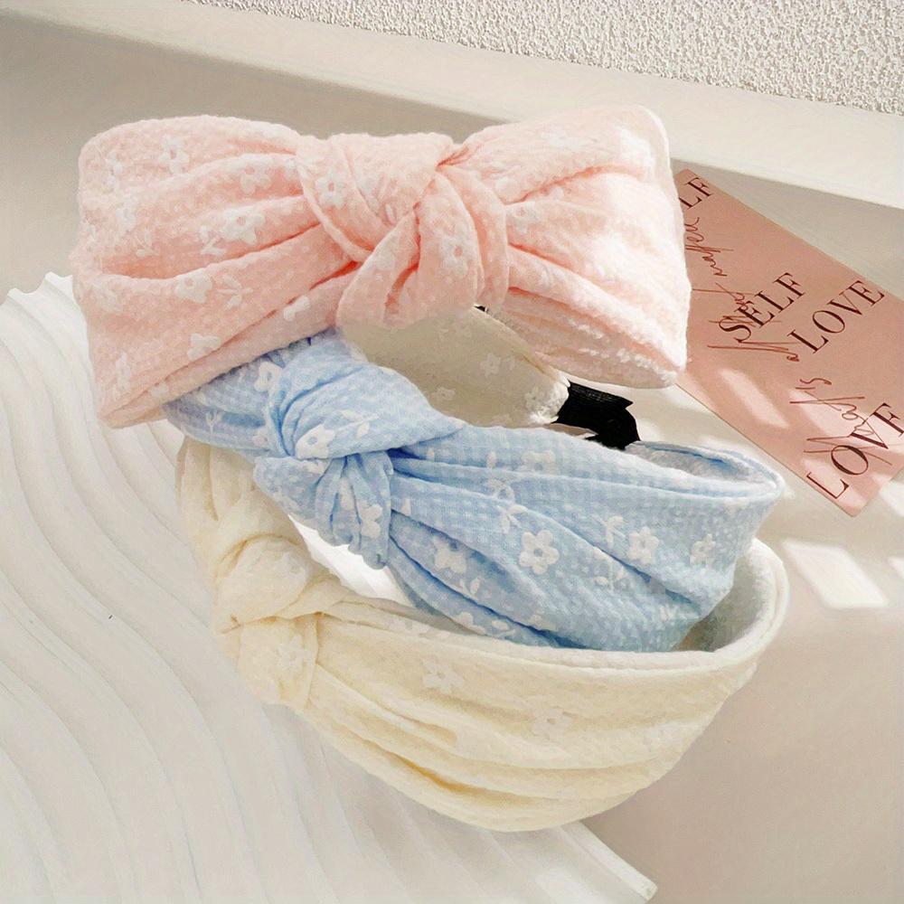 New 2025 Hair Styling Accessories Small Flower Hairbands for Women Girls Soft Wide Hoops Big Bowknot Cross Headband Summer Gift