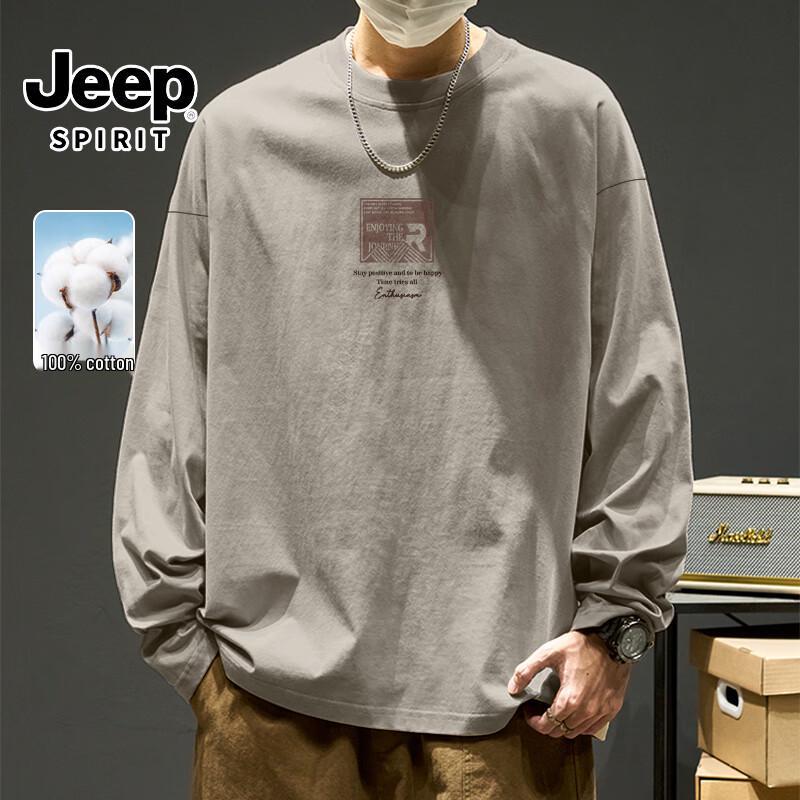 JEEP SPIRIT Men's Heavyweight Cotton Long Sleeve T-Shirt