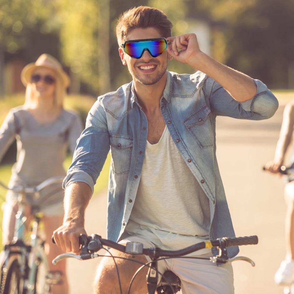 Outdoor Sports Glasses Windproof Cycling Goggles Bicycle Sunglasses for Women Men(Black Red Frame Green Lens )