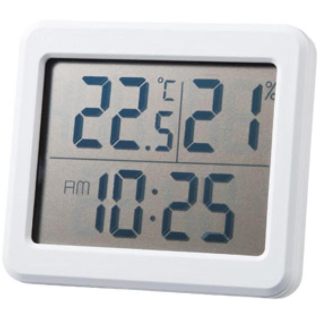 Marutatsu Temperature Humidity Meter Clock Digital Simple Easy Read Large Numbers Magnet Refrigerator Wall Mount See Heat Stroke Prevention White 78