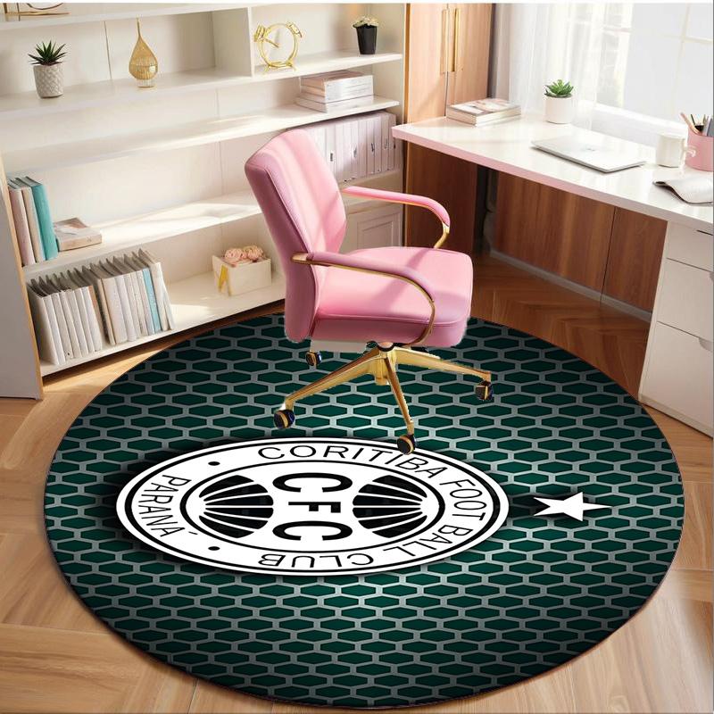 1PC round rug Cori-tiba Football Club Crest Printed Round Area Rug ,Rug For Home Office, Round Chair Rug, Decorative Carpet Fan gifts Christmas gift