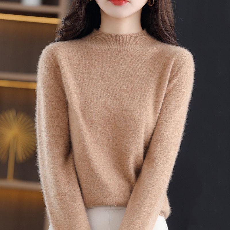 

Women s High Neck Wool Sweater - Seamless, Solid Color, Warm Base Layer for Casual or Commuter Wear in Autumn and Winter 2XL