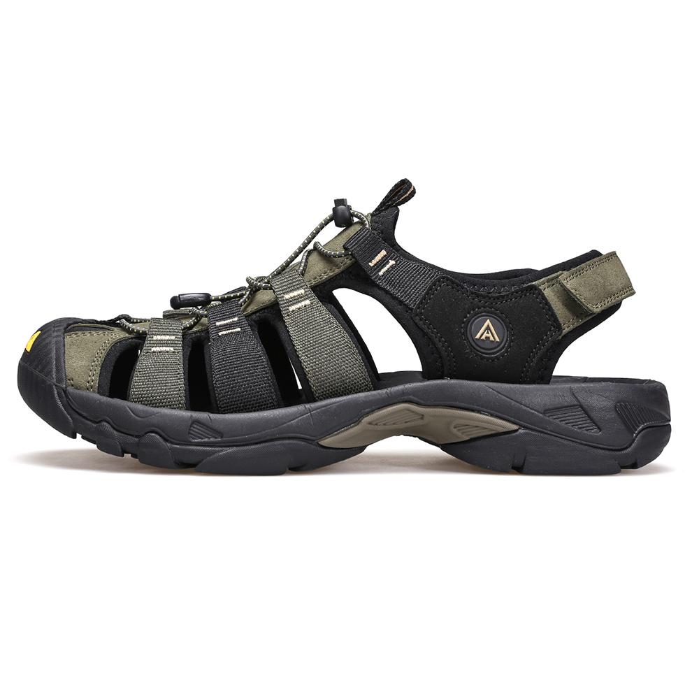 

HUMTTO Нескользящие уличные сандалии, мужские дышащие летние пляжные сандалии для мужчин, быстросохнущая в воде повседневная мужская обувь из некожи 42 хаки/зелёный