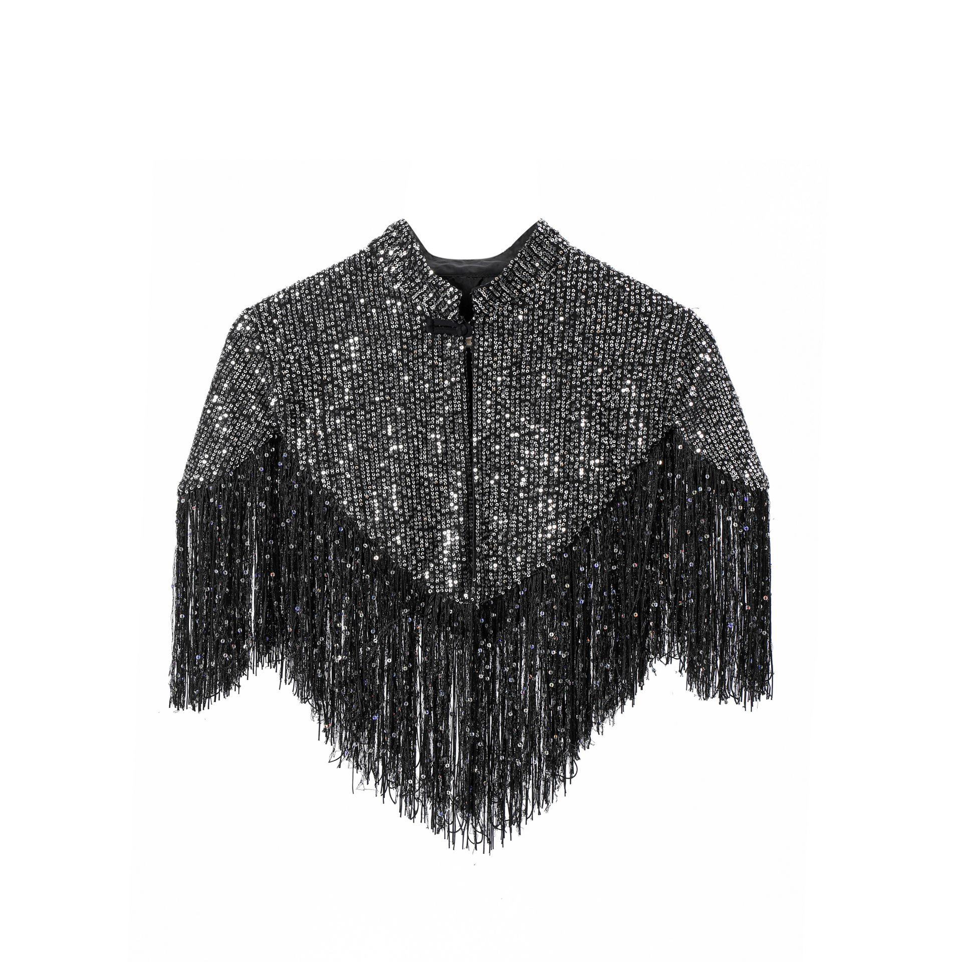 European & American Autumn/Winter Sequin Tassel Shawl 55x50 cm
