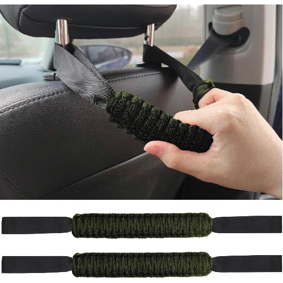 2PCS Headrest Grab Handle for Cars, Removable & Durable Rear Grab Handle Green