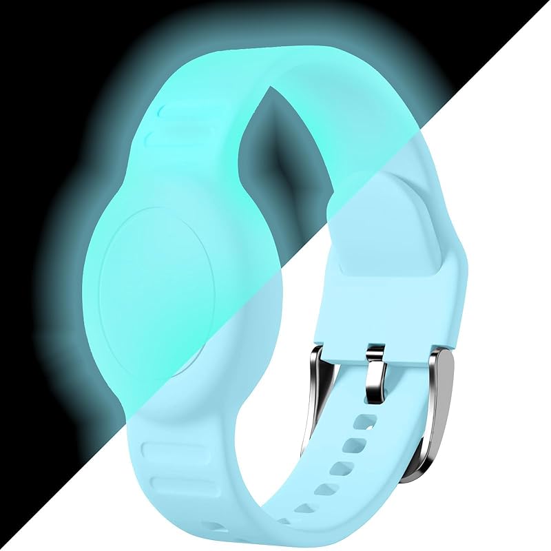 for AirTag Bracelet for Kids, Waterproof Cute Print for Air tag Holder for Kids with Soft Silicone Full Coverage Anti-Lost Hidden for Airtag