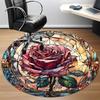 1 Stück Rose Buntglas Büro Runder Teppich, Unter Bürostühlen Schlafzimmer Wohnzimmer Heimdekoration, Raumdeko