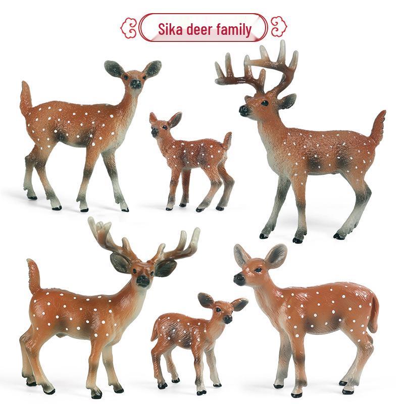 Cross-Border Christmas Wildlife Toy Set: White-tailed & Sika Deer Static Model