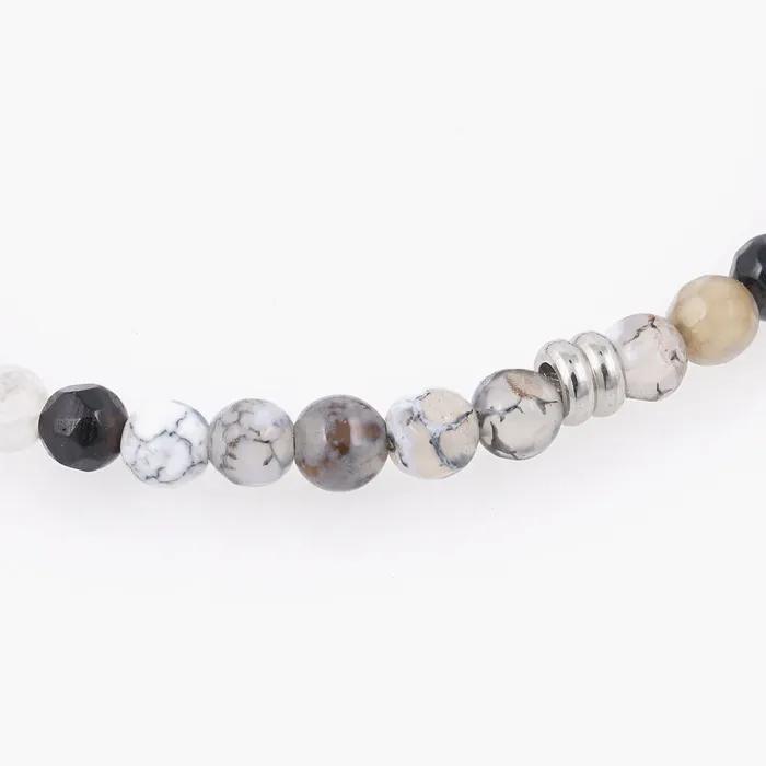 Smile Pendant 4 Black Tone Agate Gemstone Bracelet (C2501AC1214_BK)