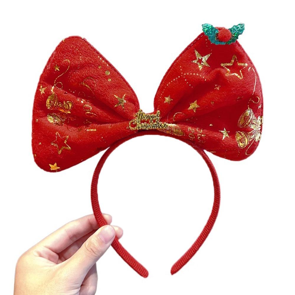 Shiny Christmas Hairband Non-slip Christmas Headband Gift Bowknot Hair Hoop  Kids