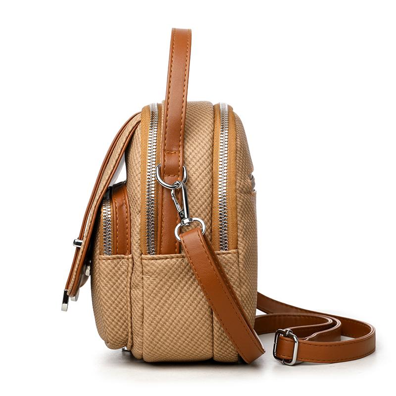 Women's PU Shoulder Bag Multi-compartment Double-use Handbag Soft Leather Crossbody Bag