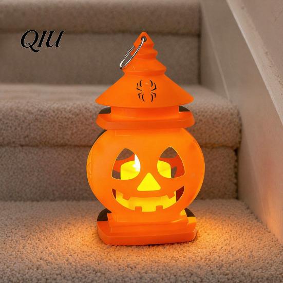 Flameless Pumpkin Decoration Halloween Castle Lantern, Handheld Glowing Jack O Lantern Decorative LED Light for Kids, Spooky Party Prop, Night