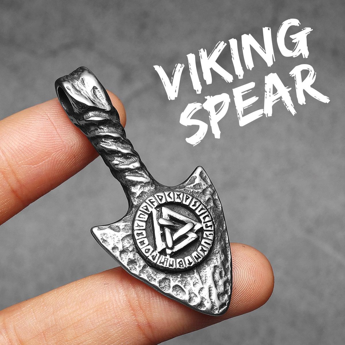 Viking Rune Spearhead Odin Men Necklaces Stainless Steel Pendant Chain Women Punk Fashion Jewelry Accessories Gifts