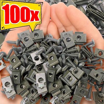 100/10 Sätze Auto Selbstschneidende Schraube U-Typ Klammern Schneidbefestiger Rostschutz-Clip für Auto Motorrad Roller Blech