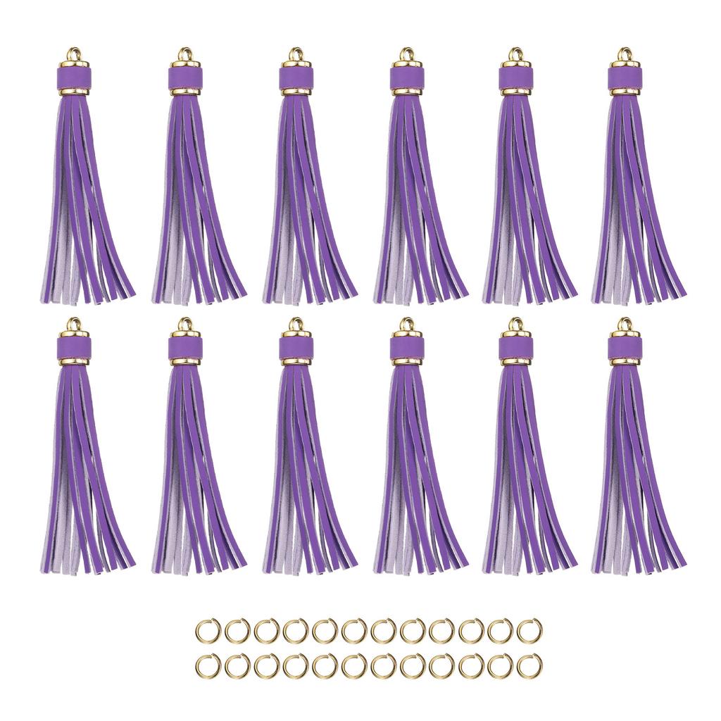12 Stück Quasten-Schlüsselanhänger-Set PU-Lederquasten-Anhänger Bunte Lederquaste für Schmuckherstellung Handybänder Handtasche DIY-Bastelarbeiten