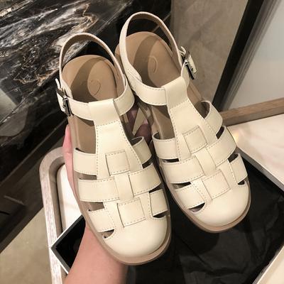 Jarná a letná obuv nadmernej veľkosti, ležérne sandále z mäkkej kože, mäkká podrážka, hrubá podrážka, retro plochá podrážka, dámska obuv