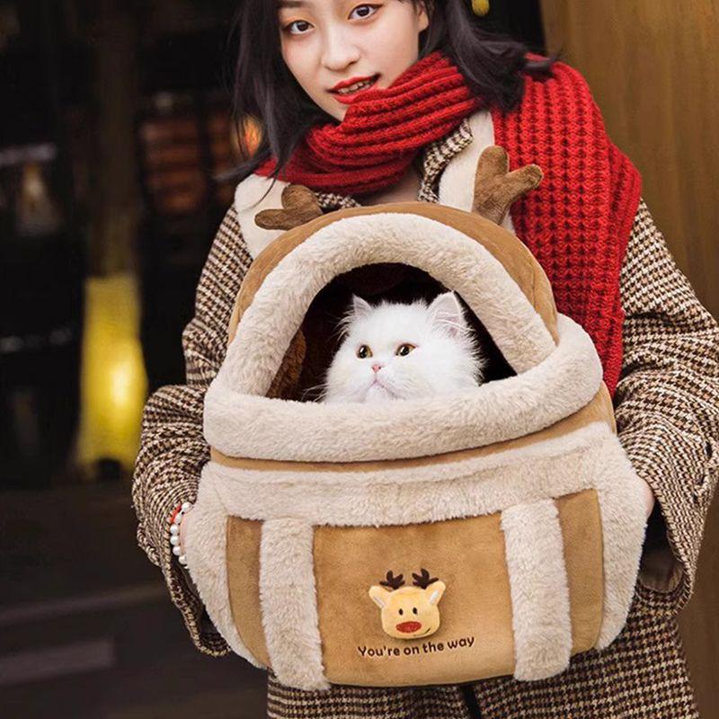 Portable Winter Warm Cat & Dog Backpack: Double Shoulder Pet Carrier
