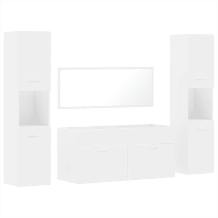 VidaXL Ensemble de meubles salle de bain 4 pcs blanc bois d'ingénierie, armoire de salle de bain, armoire de bain, 3308536