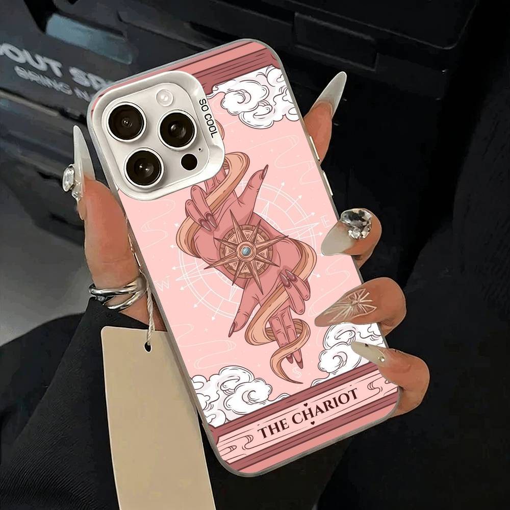 

Эстетичный чехол для телефона Таро для iPhone 11 12 13 14 15 16 Pro Max Plus белый Серебристый Чехол для телефона iPhone12ProMax
