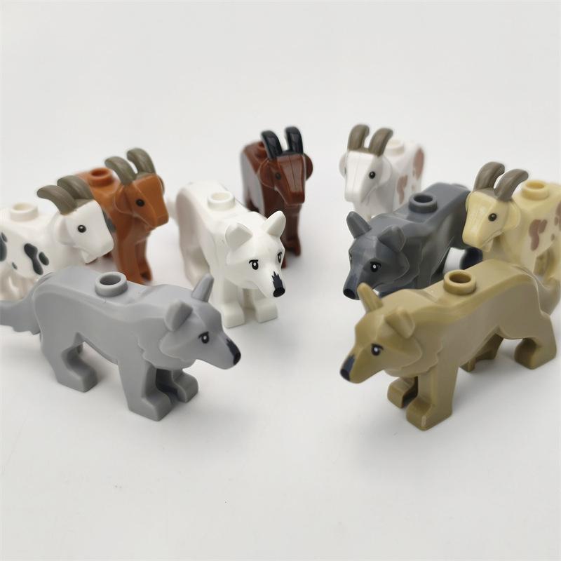MOC Animali Blocchi da Costruzione Zoo della Foresta Tigre dai Denti a Sciabola Orso Alce Elefante Aquila Squalo Scimmia Leone Giocattolo Mini Mattoncino Regalo per Bambino S09