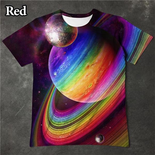 

Футболка Galaxy Космос Футболка з коротким рукавом Смішна футболка з 3D-друком Планета Футболка з індивідуальним повсякденним візерунком XXXL небо синє кольору