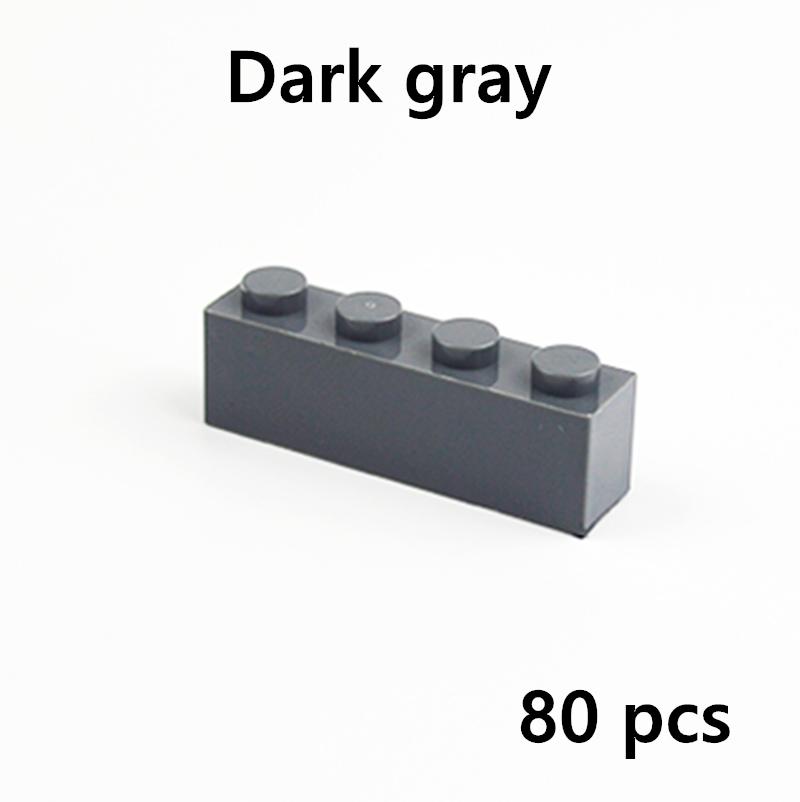 

80pcs DIY Building Blocks Figures Thick Bricks 1x4 Dots Educational Creative Plastic Toys Compatible 3010 For Children Gifts темно-серого