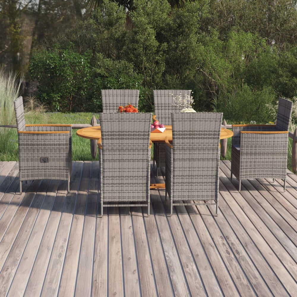 Ensemble à manger de jardin 7 pcs Résine tressée