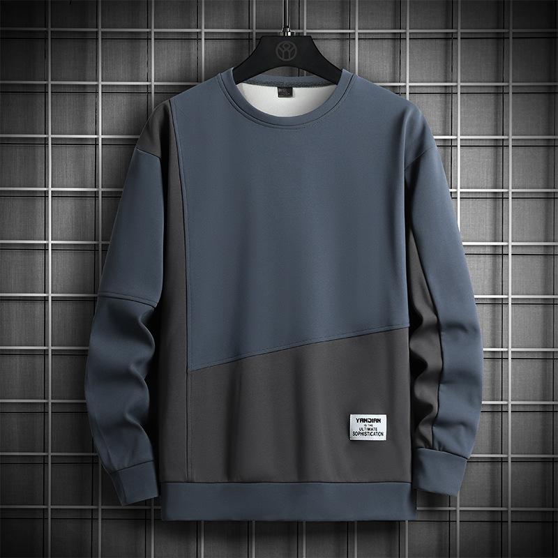 Bluza z długim rękawem dla mężczyzn, jesień i zima, nowy styl, okrągły dekolt, luźna i uniwersalna, modna koreańska koszula w stylu kurtki bazowej