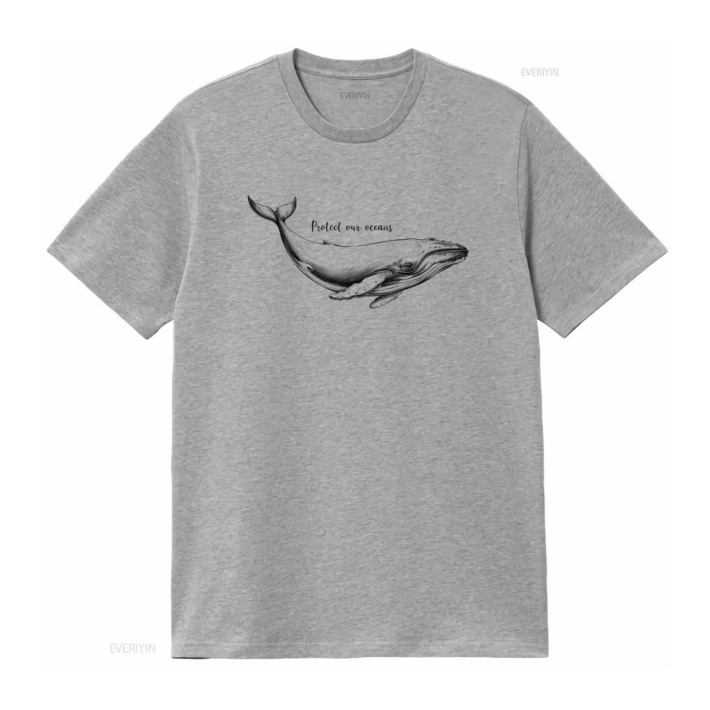 Blue Whale T Shirt Save Our Oceans For EnvironUnisextalist Drawing Top Vintage vintage Washed Versatile Top For Everyday Wear