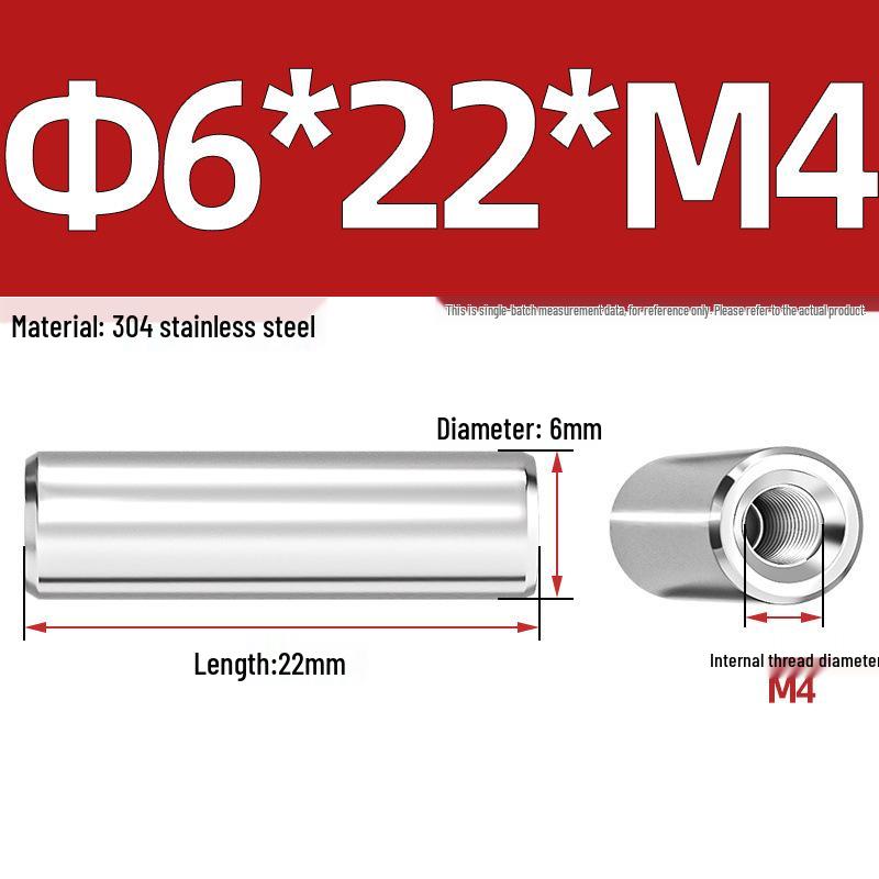 Pin Cilindric din Oțel Inoxidabil 304 cu Filet Interior M4/M6/M8 și Orificiu - Coloană de Suport și Ghidare