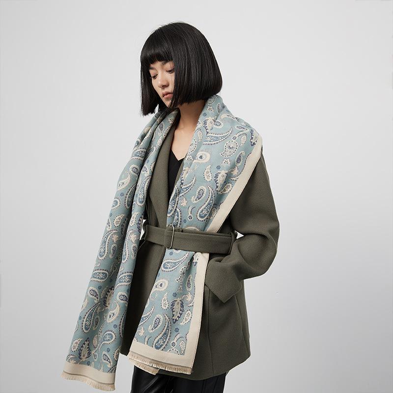 Ethnic Style Jacquard Cashew Flower Travel Scarf Women'S Jacquard Fringed Scarf Thickened Extra Long Air Conditioner Shawl