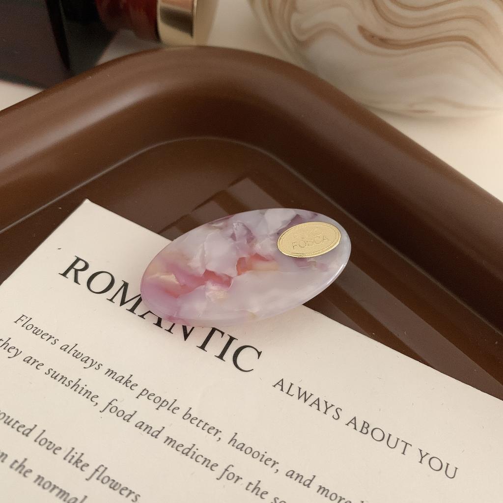 Korean Hair Clips for Women Elegant Colorful Solid Color Oval Marble Pattern Hair Barrettes Girls Hair Clip Hair Accessories New