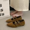 Retro rivet pointed Mary Jane shoes women's 2025 autumn belt buckle shallow mouth temperament inner height increase one word belt single shoes
