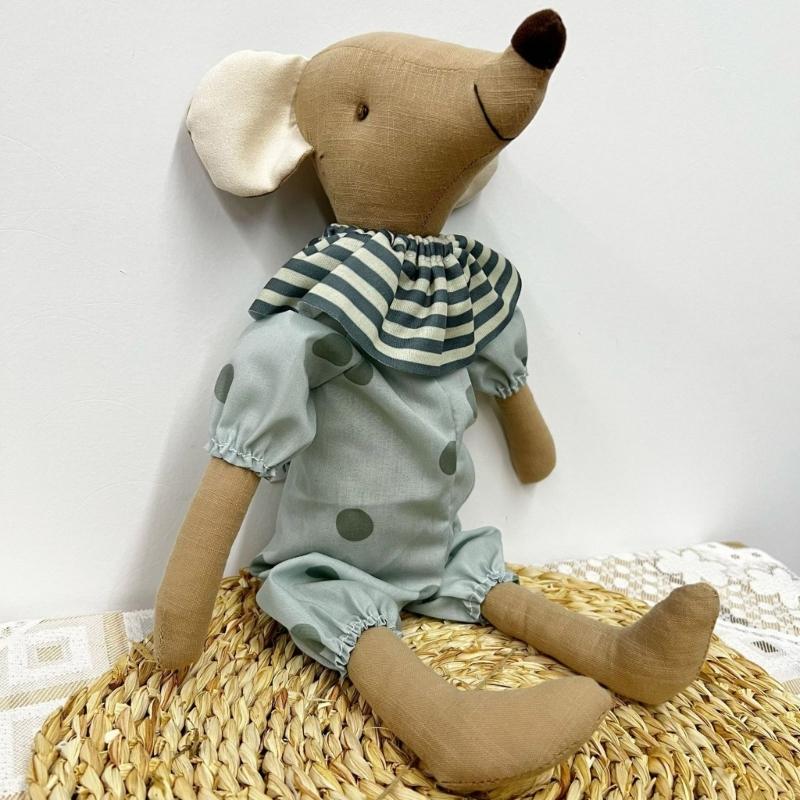 Adorable Cotton Linen Mouse Toy Creative Mouse Doll Animal Gift for Infant Photography Props and Nursery Decoration