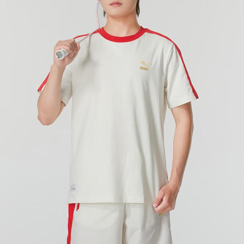 PUMA Breathable Casual Round Neck Pullover Short Sleeve T-Shirt Men Tops Off-White 629229-65