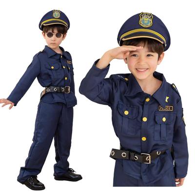 Ensemble de costume authentique pour cosplay de policier pour Halloween Police Officer Police Cop e0174 9 Pièces Enfants, Costume, Uniforme de Garçon, Tenue,