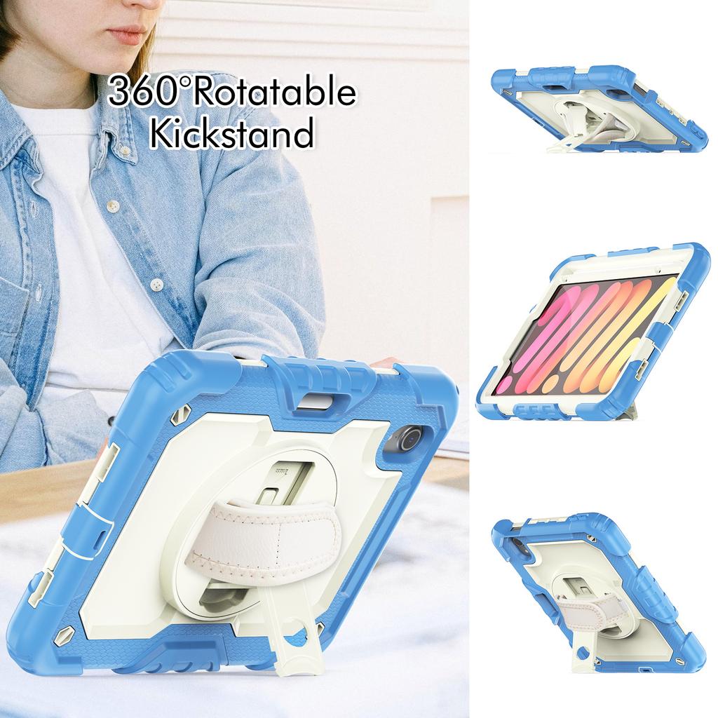 360 Rotatable Stand Case Universal For iPad Mini 7 2024 A17 Pro Mini 6 2021 8.3 Inch Heavy Duty Cover With Screen Protector Capa