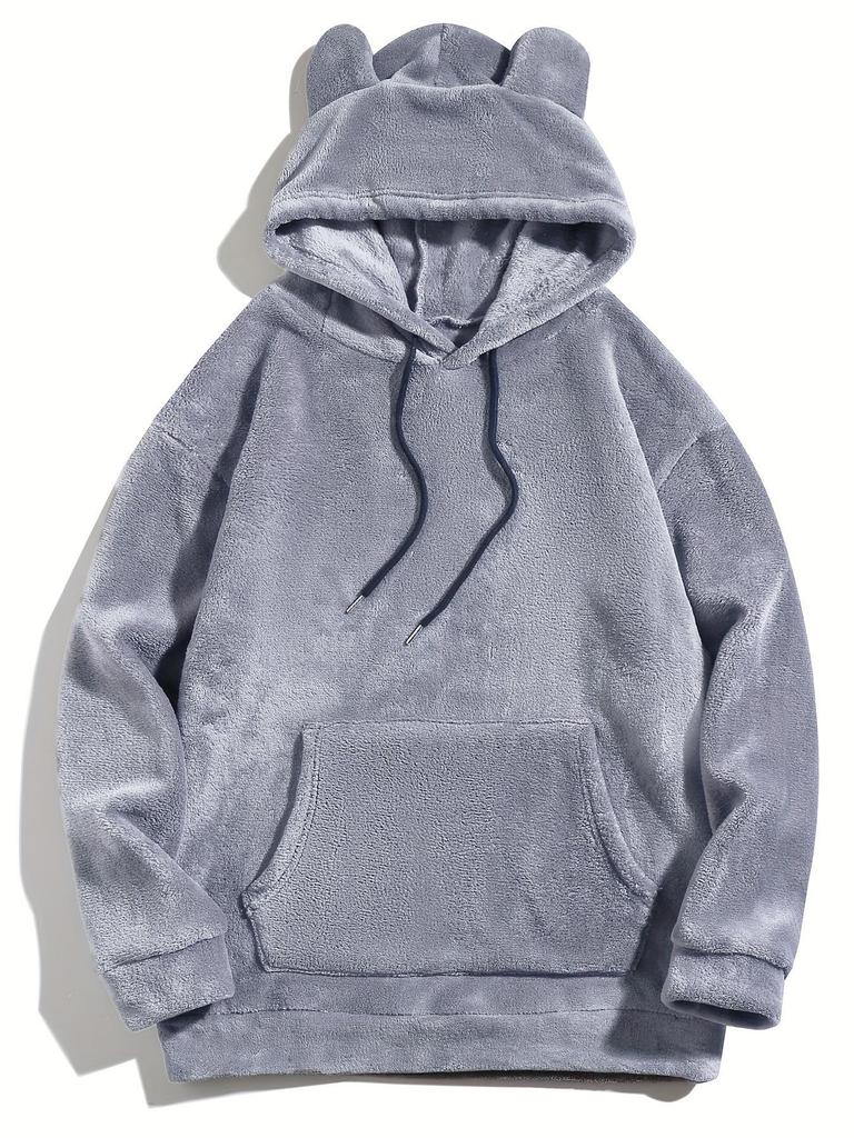 Men's Autumn/Winter Rabbit Ear Hooded Casual Sweatshirt Jacket