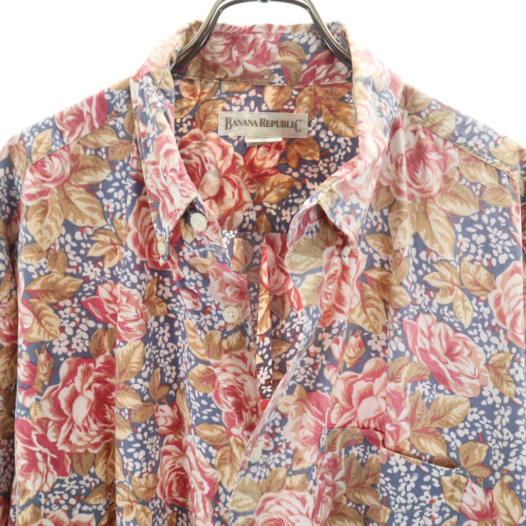 Banana Republic 80s 90s Old Overall Handle Long Sleeve Hawaiian Button Down Shirt Men's Used