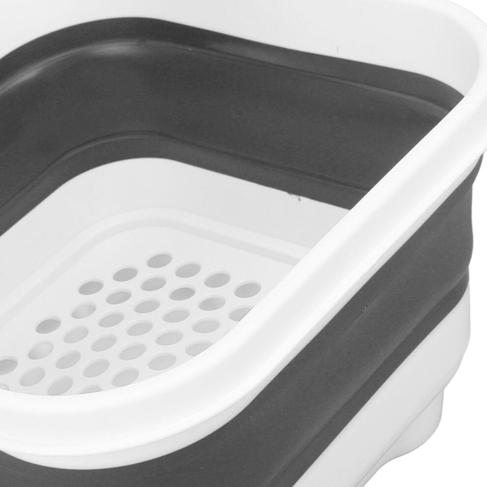 Foldable Bath Toy Organizer 30x28x18cm White+Black with Quick Drain