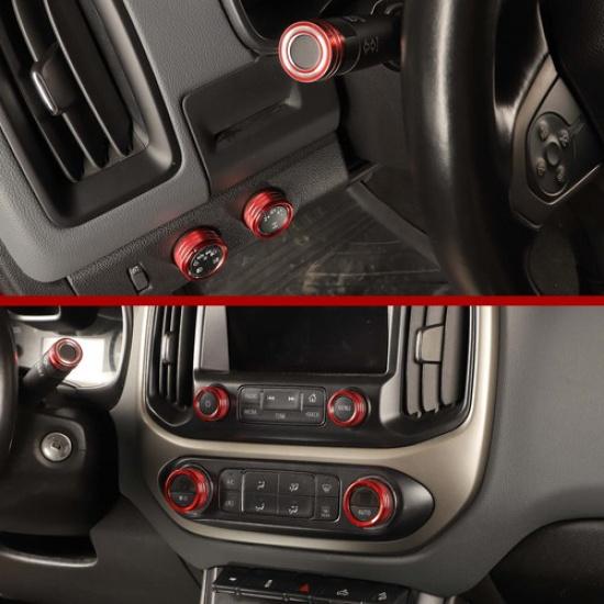 Red Center Console AC Switch Knob Cover Rings For Chevy ColoradoCanyon 14-23