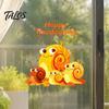 Fall Theme Decor Cartoon Snail Static Window Sticker for Thanksgiving Autumn Harvest Festival, Waterproof PVC Decal Home Ornaments Glass Doors