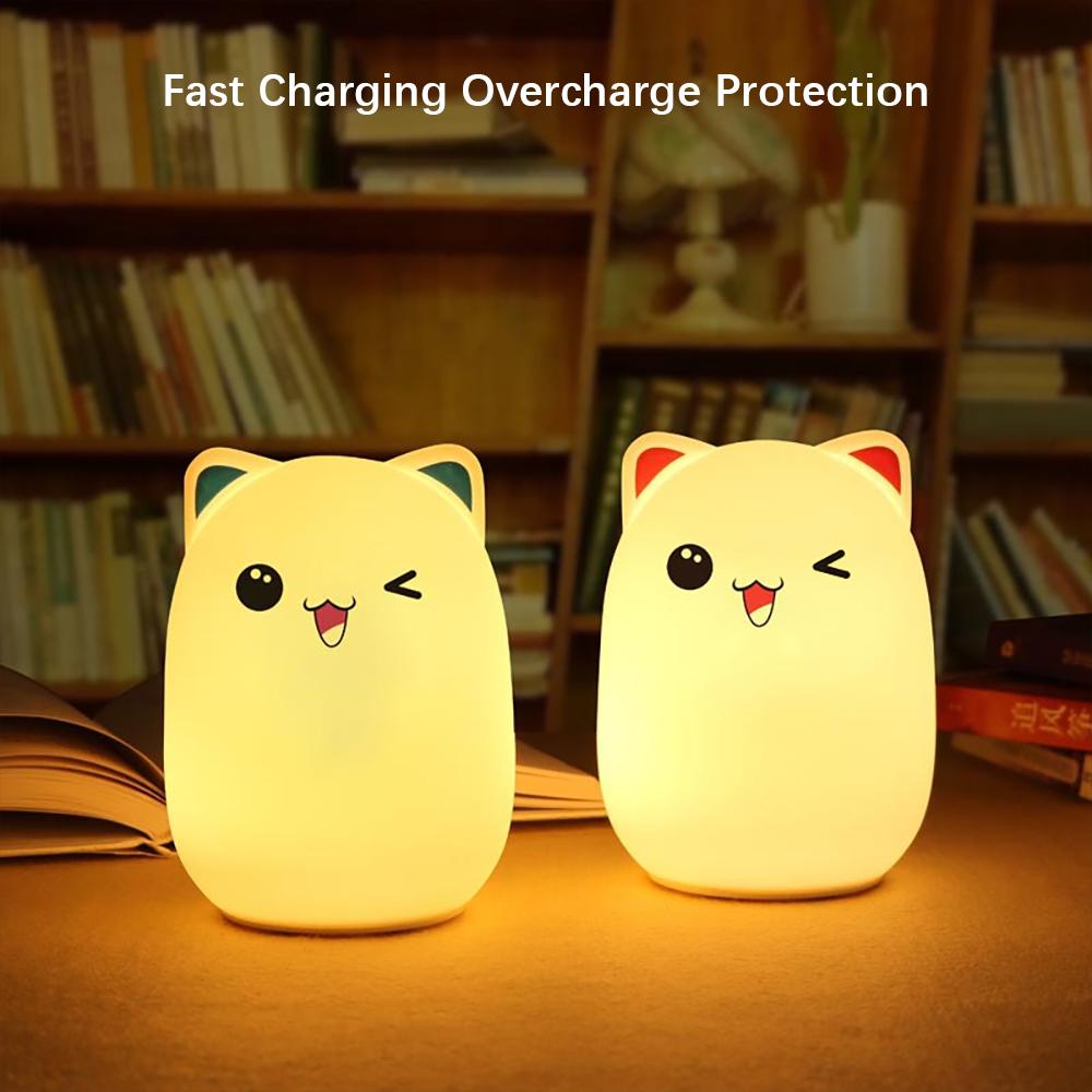 LED Rabbit Night Light,Rechargeable Table Lamp,Soft Silicone Bedside Lamp, for Home Decor,Bedroom, Living Room, Kids Room