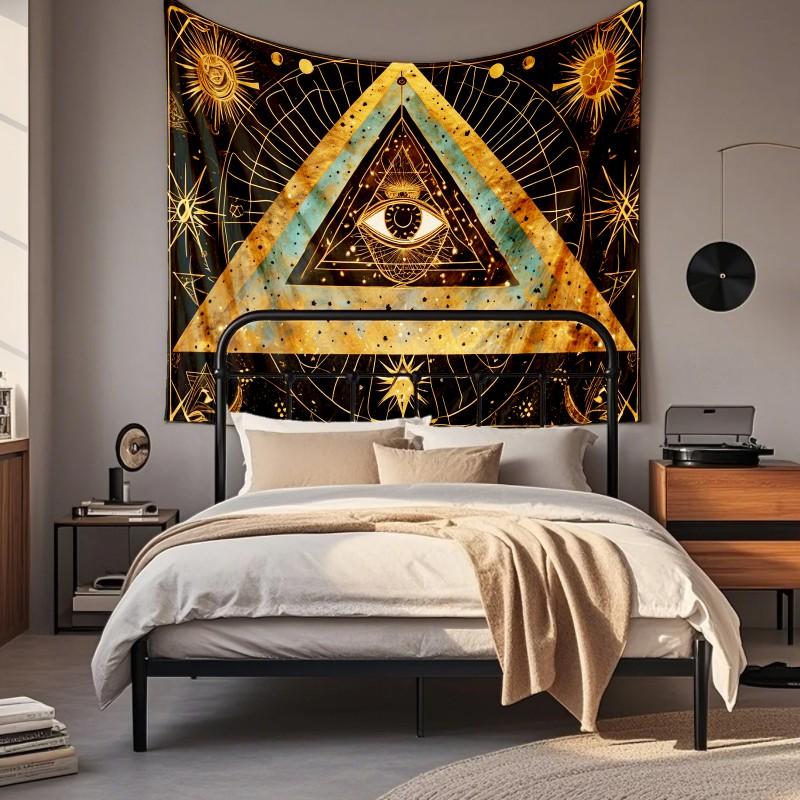 Boho Chic Wall Tapestry With Moon Phase Floral Starry Sky Design Bedroom Yoga Studio Decor